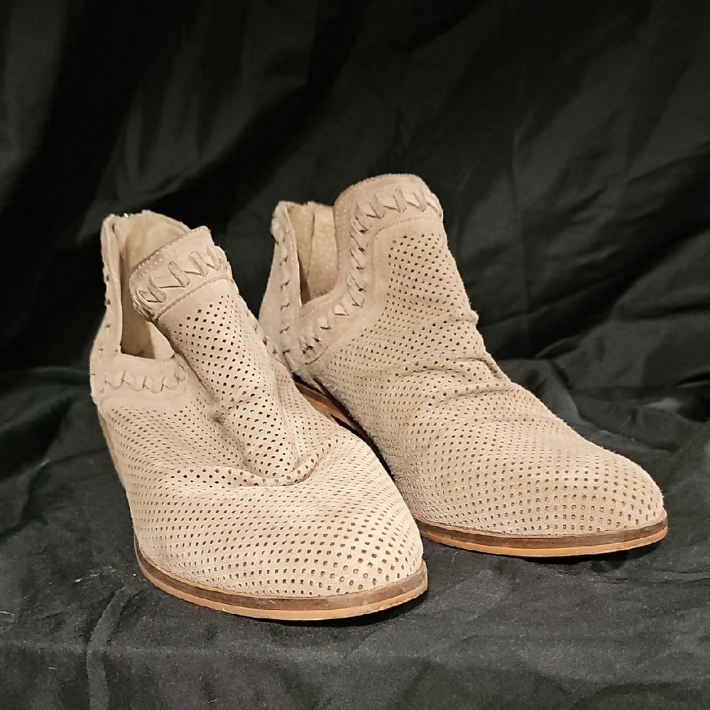 Vince Camuto Beige Perforated Ankle Booties
